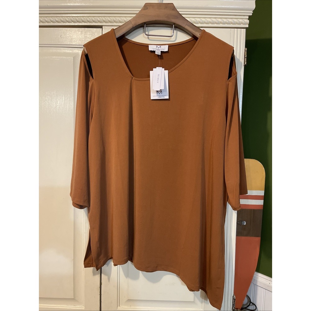 Magachoni Asymmetrical Top Women 3X Burnt Orange NEW